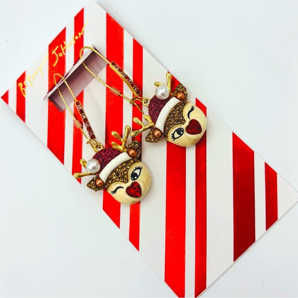 Betsey Johnson Reindeer Earrings - Picture 2 of 5